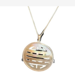 Vintage Abalone‎ Mother of Pearl sterling necklace pendant